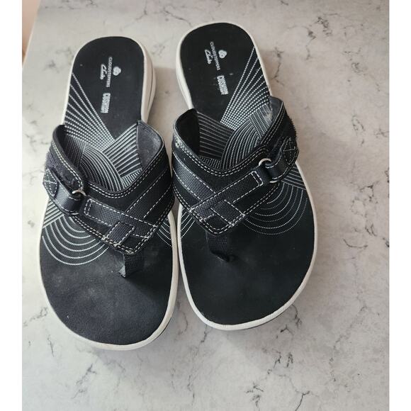Clarks Cloudsteppers Sandals Black Slip On Comfort Adjustable Straps Women's 10 - Picture 1 of 5